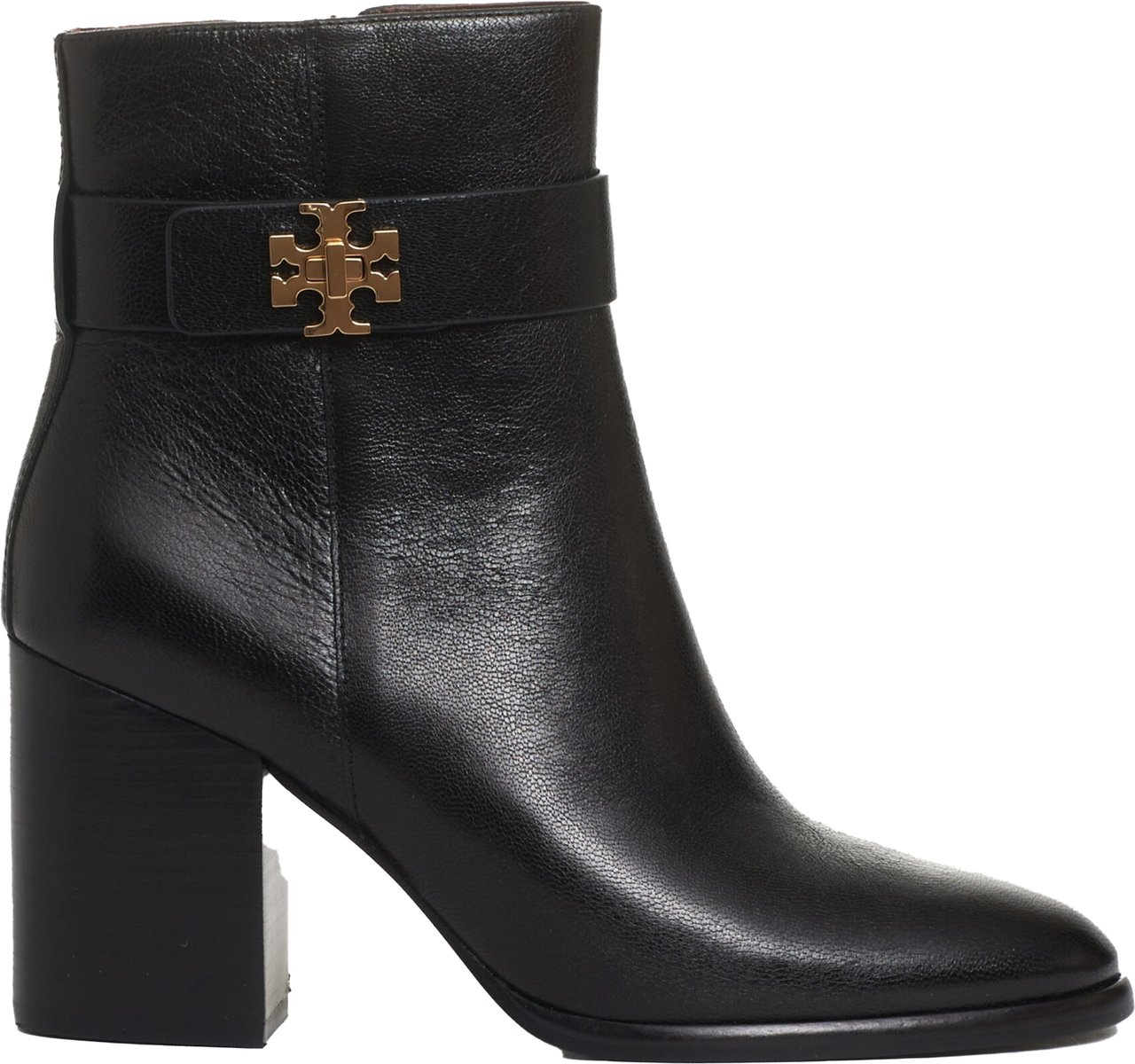 Tory Burch Stivaletto Pelle Nera Logo Tacco 70 Mm Zwart