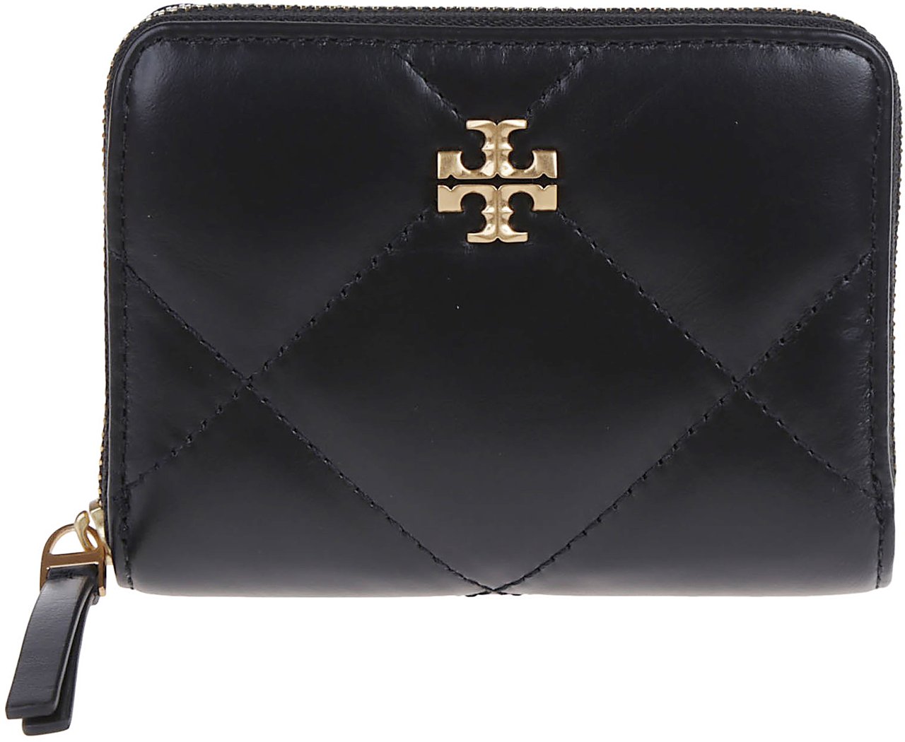 Tory Burch Kira Small Diamond Quilt Zip Around Wallet Black Zwart