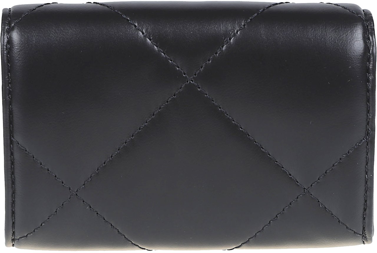 Tory Burch Kira Diamond Quilt Flap Card Case Black Zwart