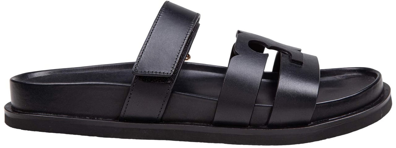 Tory Burch Tory burch slide ines sport double t in leather color black Zwart