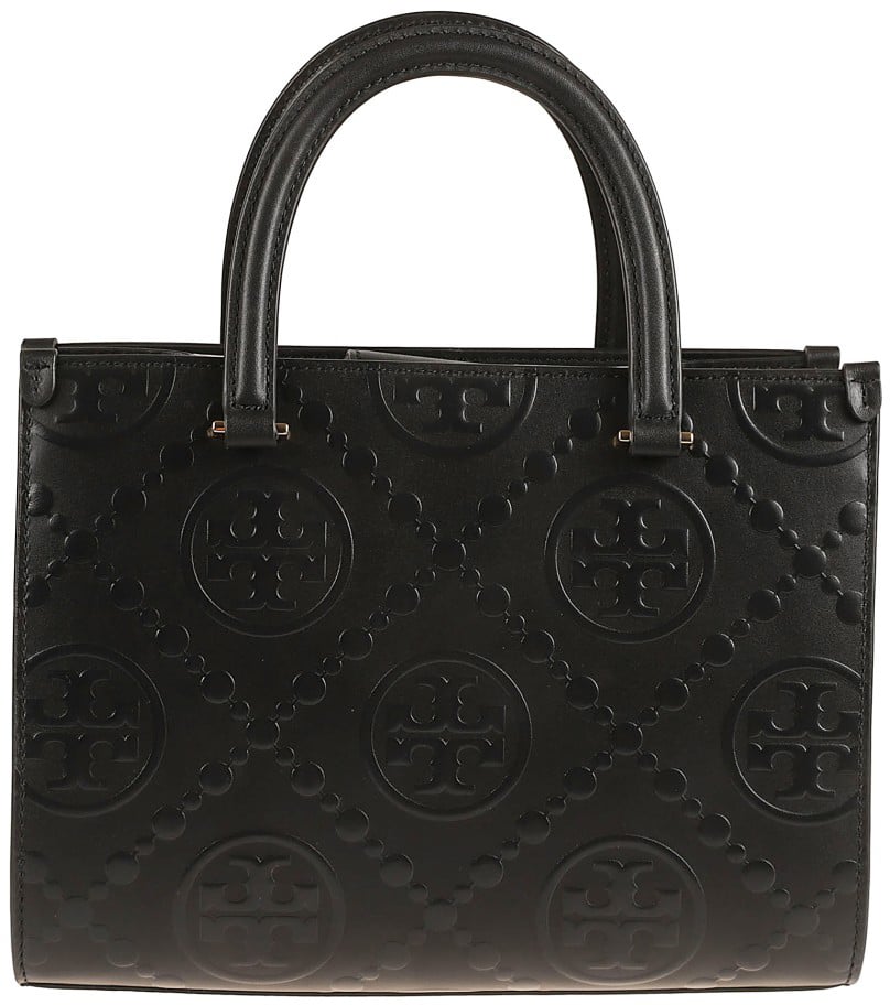 Tory Burch Medium Tote Bag In Embossed Leather Zwart