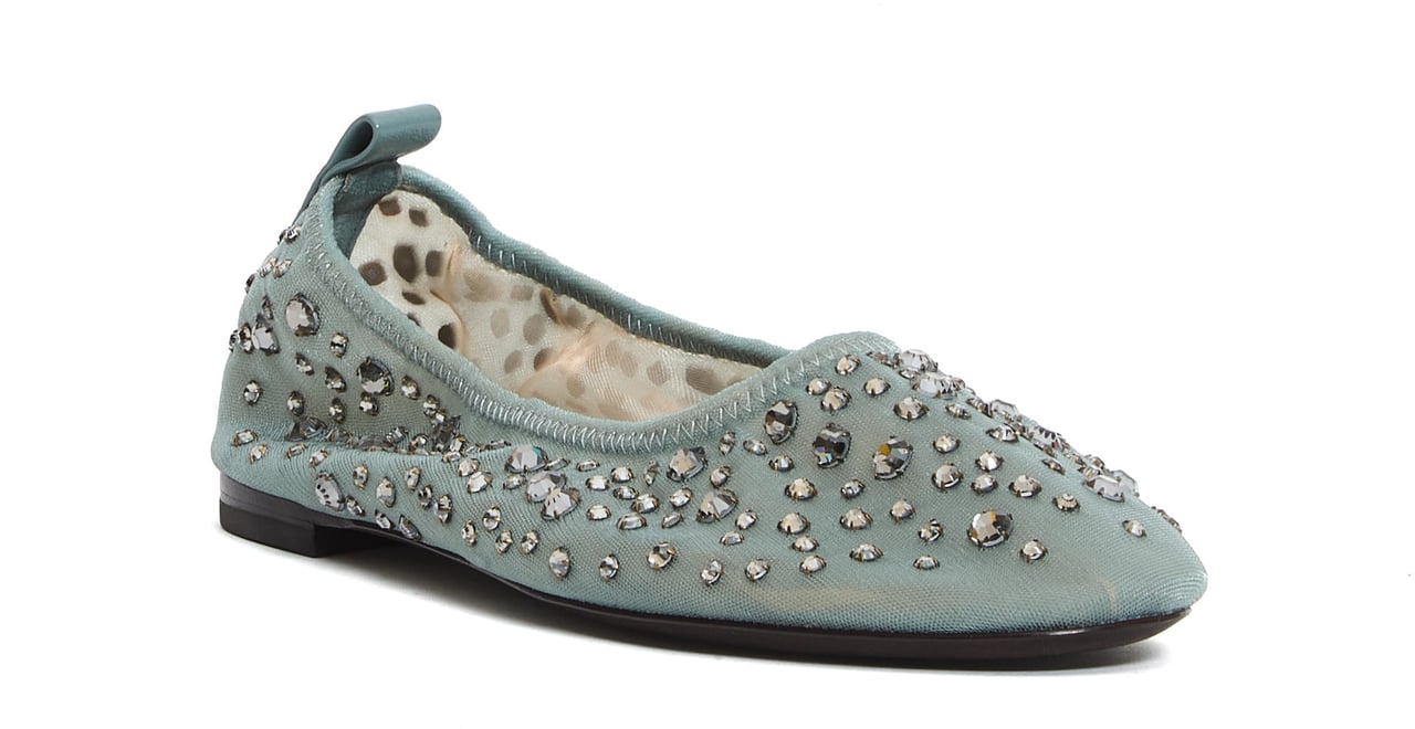 Tory Burch Ballerina Rete Azzurra Con Strass Blauw