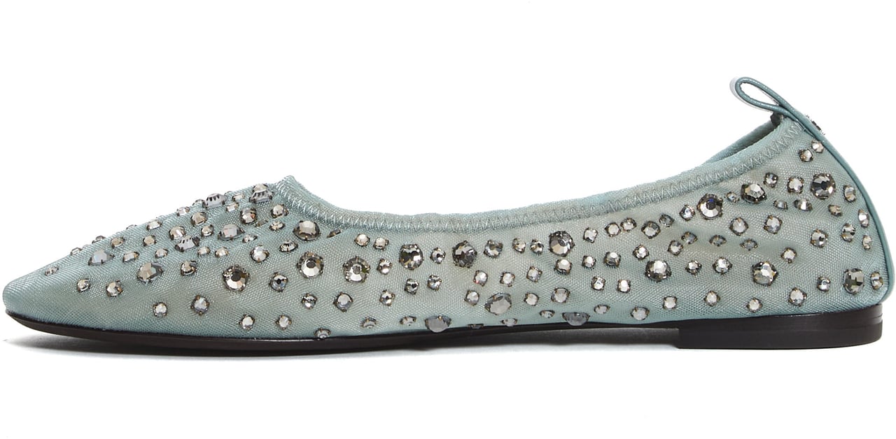 Tory Burch Ballerina Rete Azzurra Con Strass Blauw