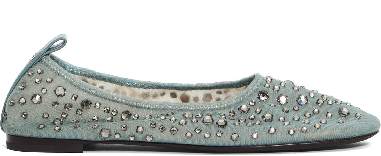 Tory Burch Ballerina Rete Azzurra Con Strass Blauw