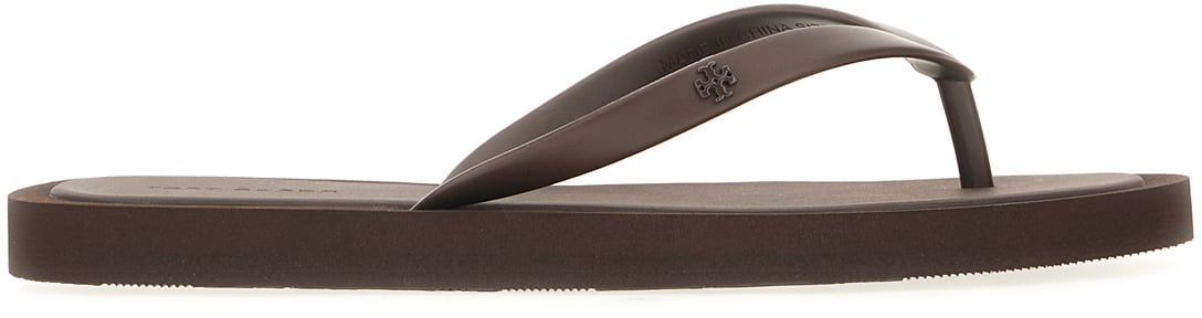 Tory Burch Dark brown rubber Kira thong slippers Bruin