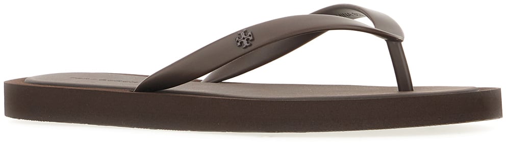 Tory Burch Dark brown rubber Kira thong slippers Bruin