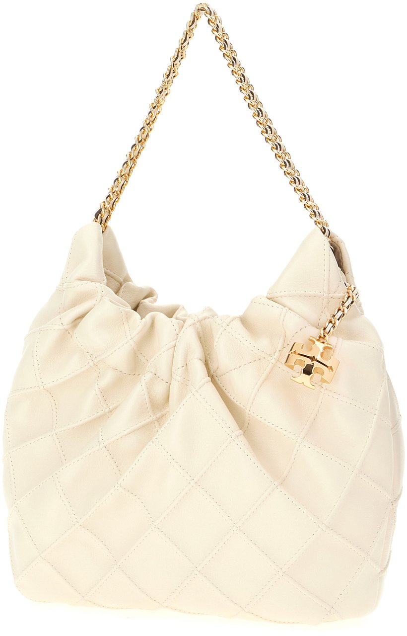 Tory Burch Tory Burch Ivory nappa leather mini Fleming bucket bag Neutraal