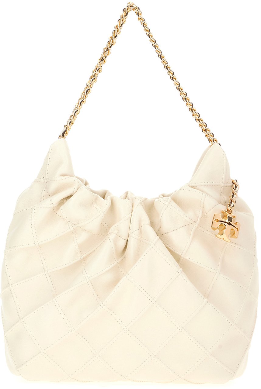 Tory Burch Tory Burch Ivory nappa leather mini Fleming bucket bag Neutraal