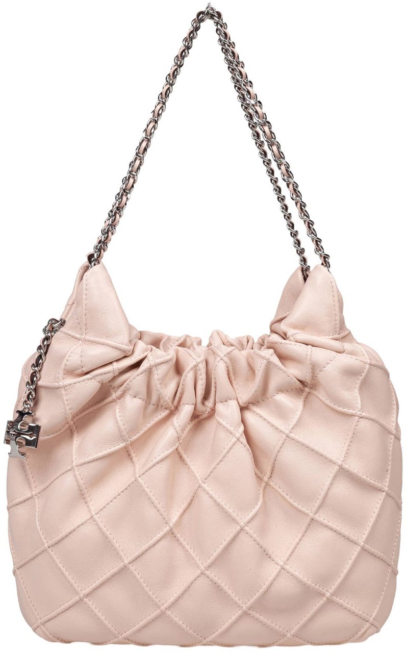 Tory Burch Tory burch fleming mini hobo bag in pink leather Roze