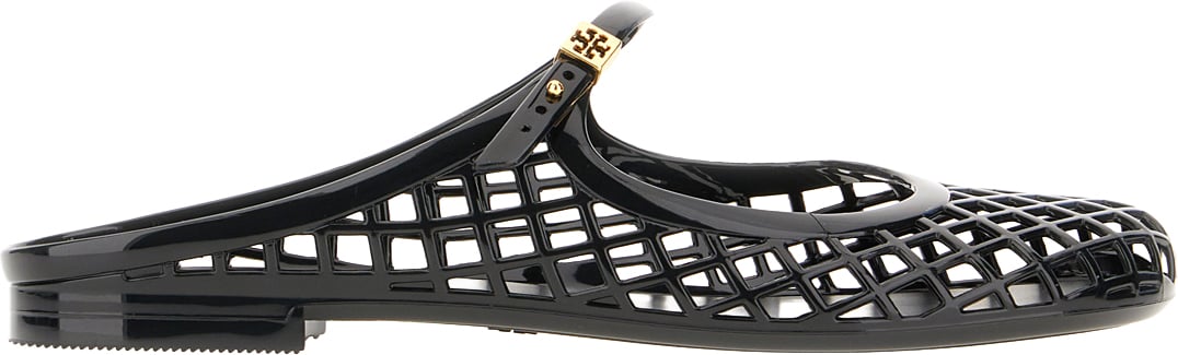 Tory Burch Tory Burch Black polyurethane ballerinas Zwart
