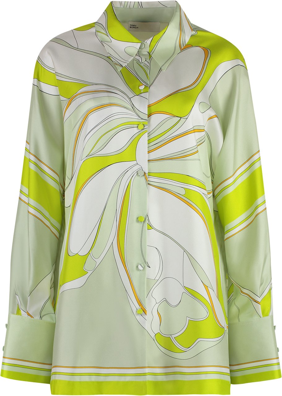 Tory Burch Printed silk shirt Groen