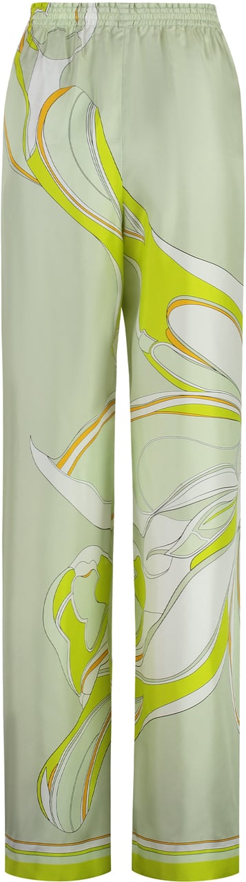 Tory Burch Printed silk pants Groen