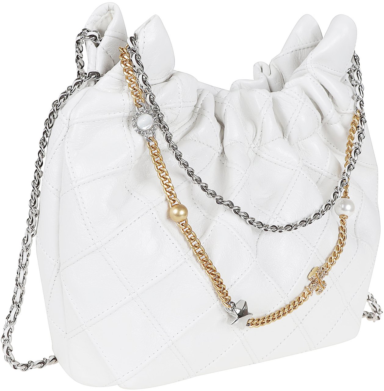 Tory Burch TORY BURCH FLEMING DISTRESSED MINI HOBO BAG Wit