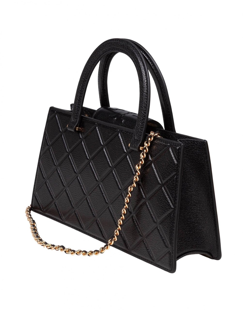 Tory Burch Toryburch fleming east-west leather handbag color black Zwart