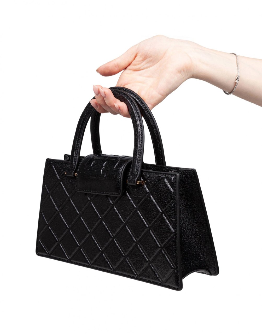 Tory Burch Toryburch fleming east-west leather handbag color black Zwart