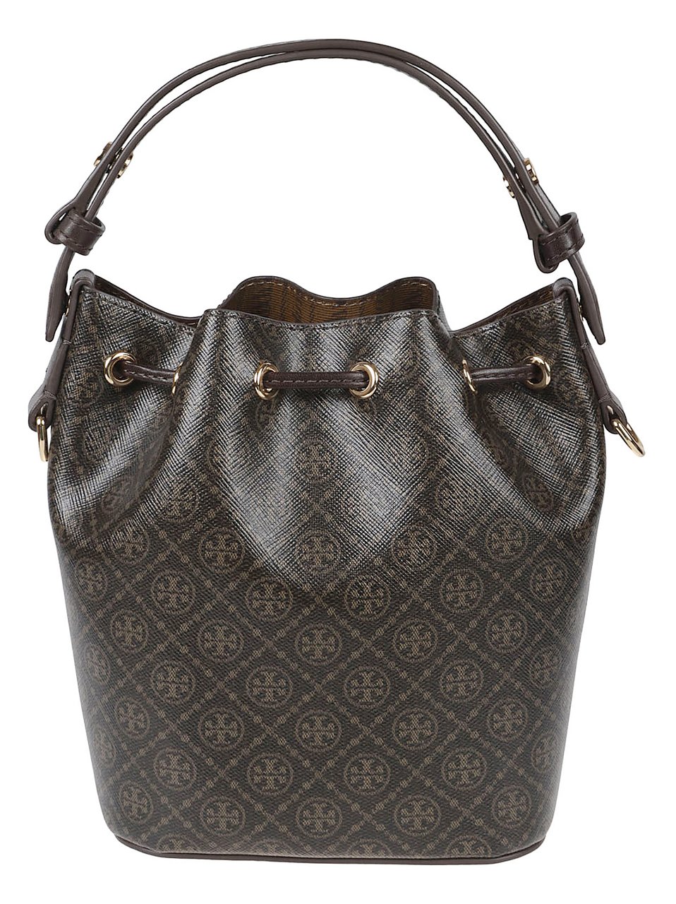 Tory Burch "T Monogram" Mini Bucket Bag Zwart