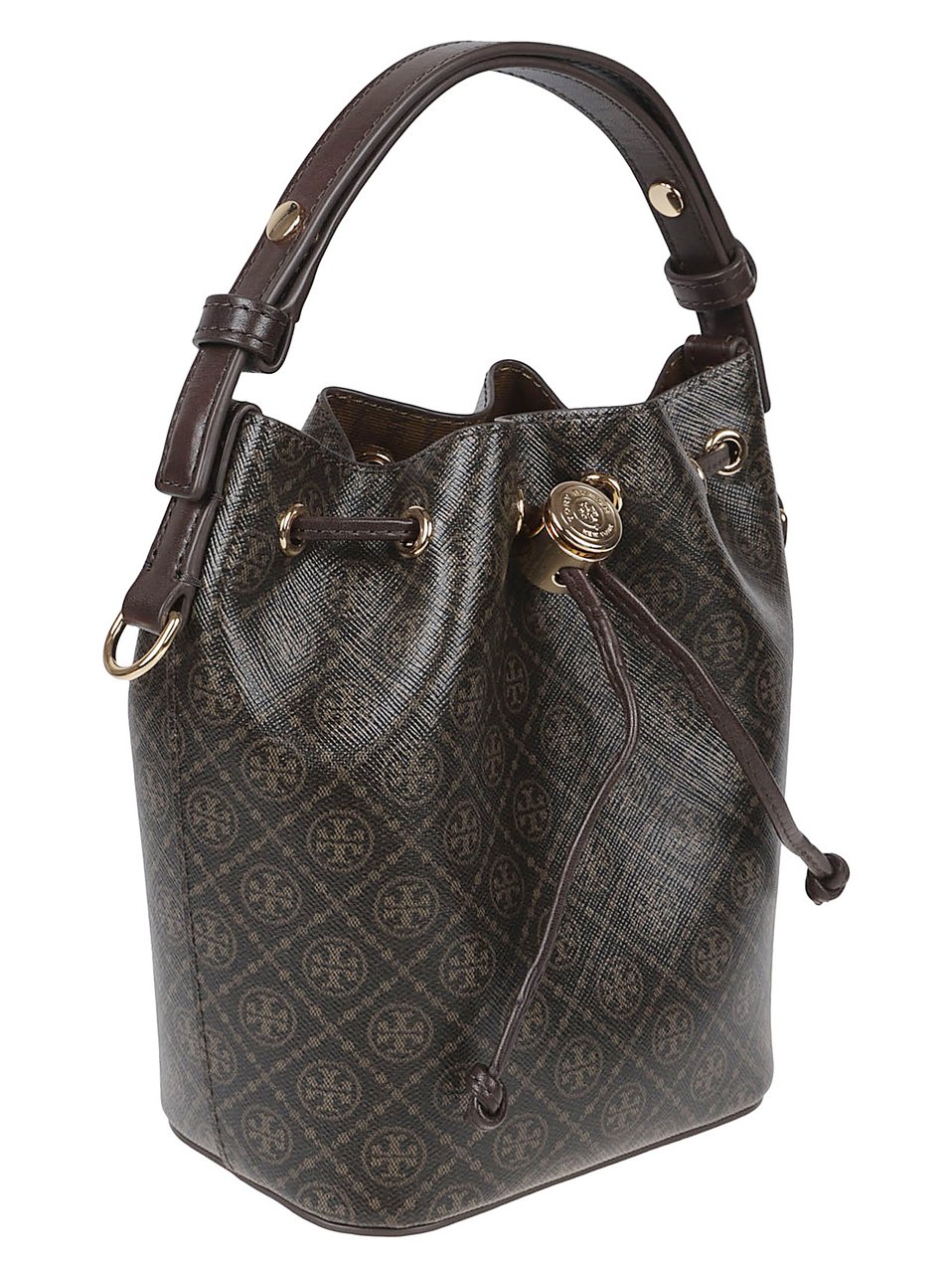 Tory Burch "T Monogram" Mini Bucket Bag Zwart