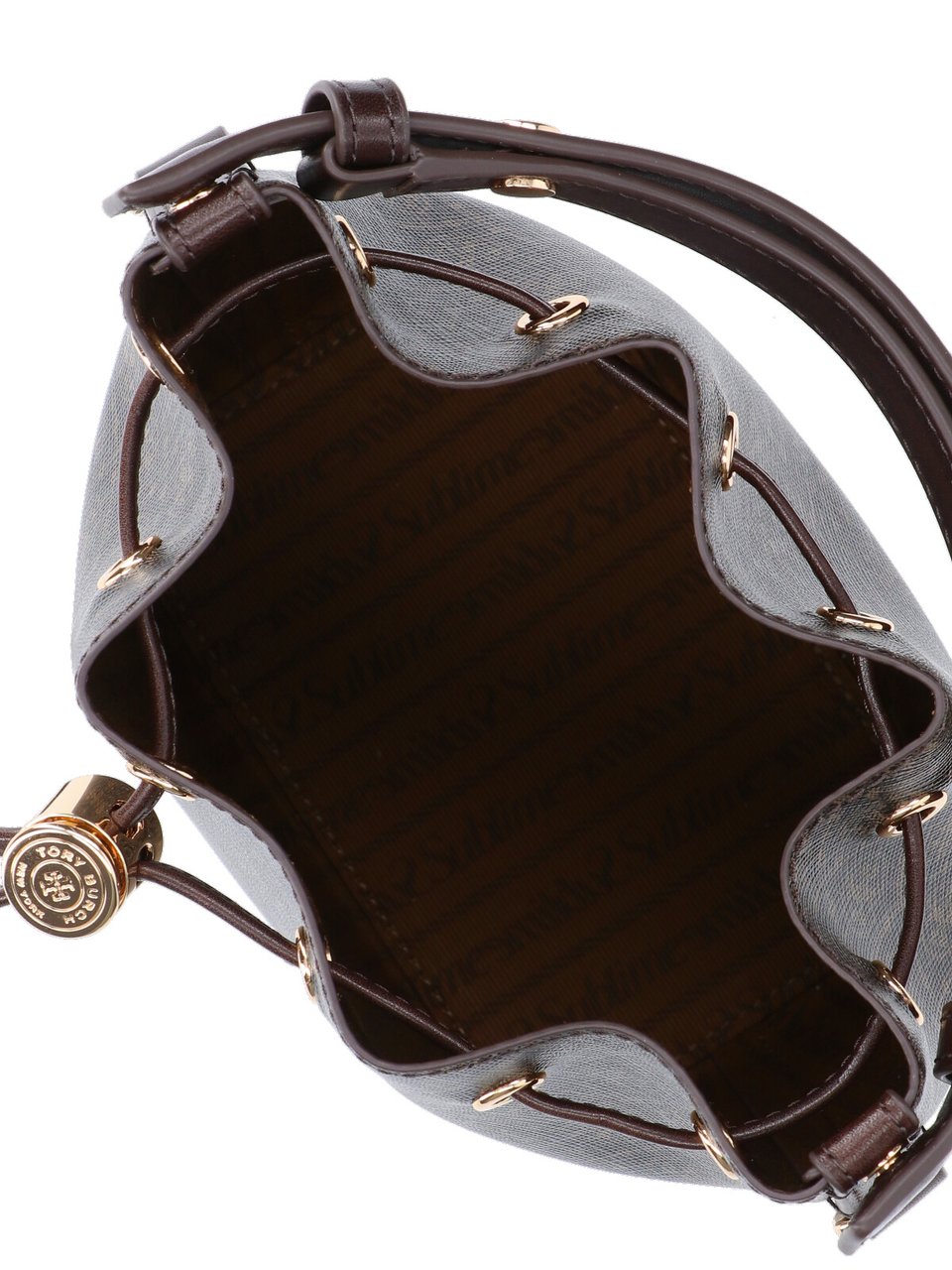 Tory Burch "T Monogram" Mini Bucket Bag Zwart