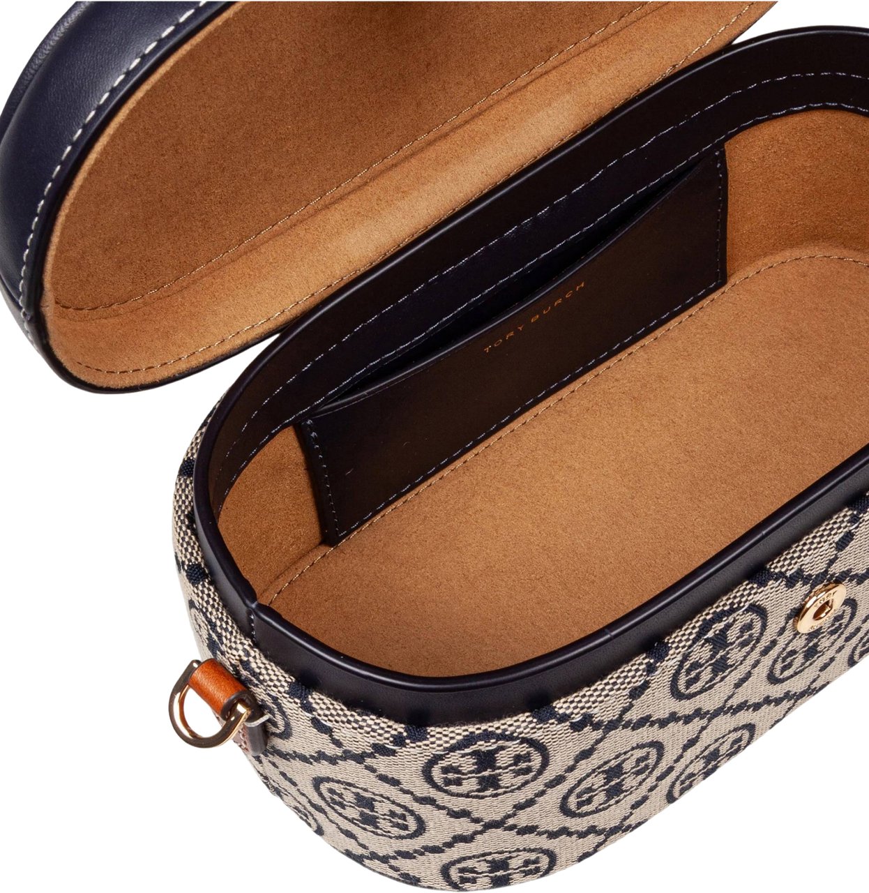 Tory Burch Tory burch monogram leather and fabric vanity case Blauw