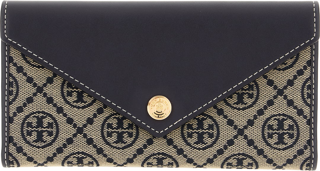 Tory Burch Embroidered canvas T Monogram envelope wallet Divers