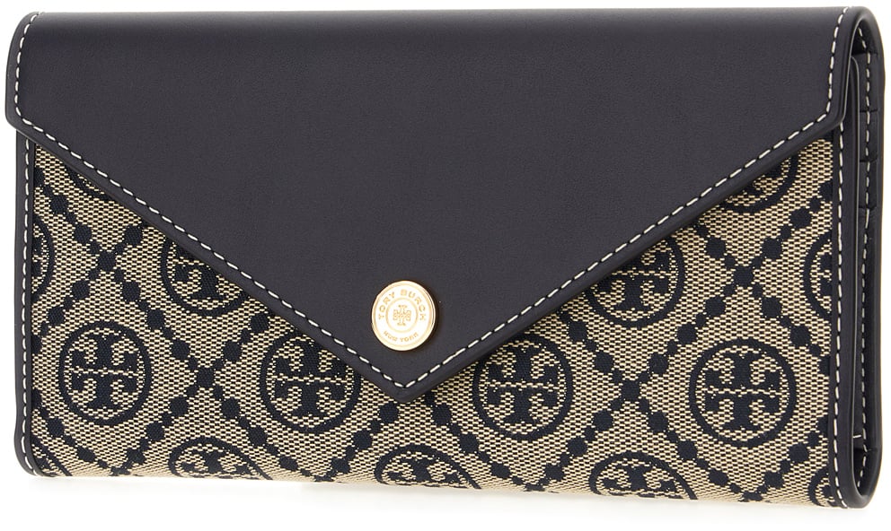 Tory Burch Embroidered canvas T Monogram envelope wallet Divers