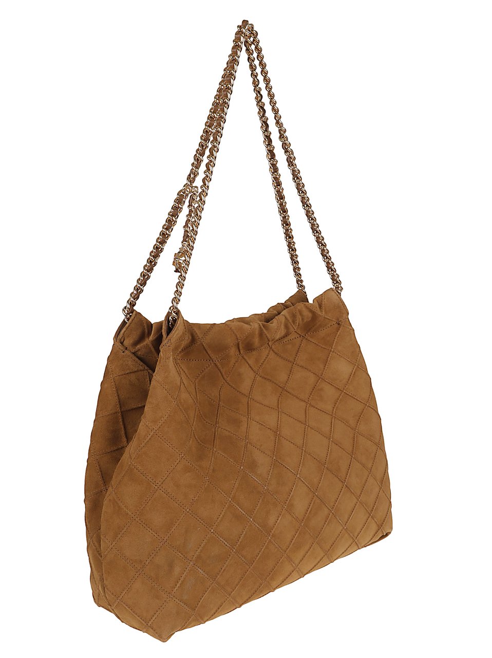 Tory Burch Suede Hobo Bag with Braided Chain Strap Bruin