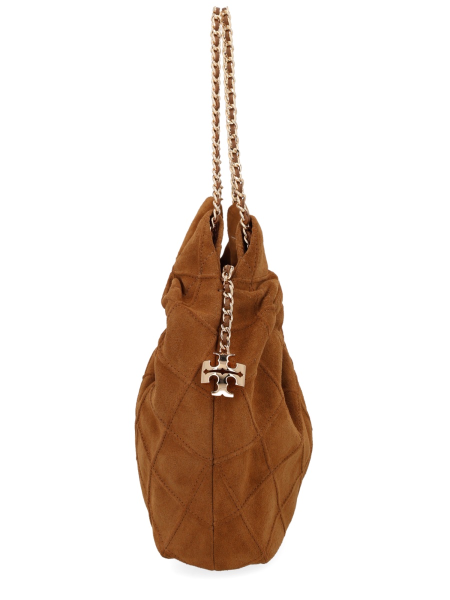 Tory Burch Warm Brown Fleming Ruched Chain Handbag Oranje