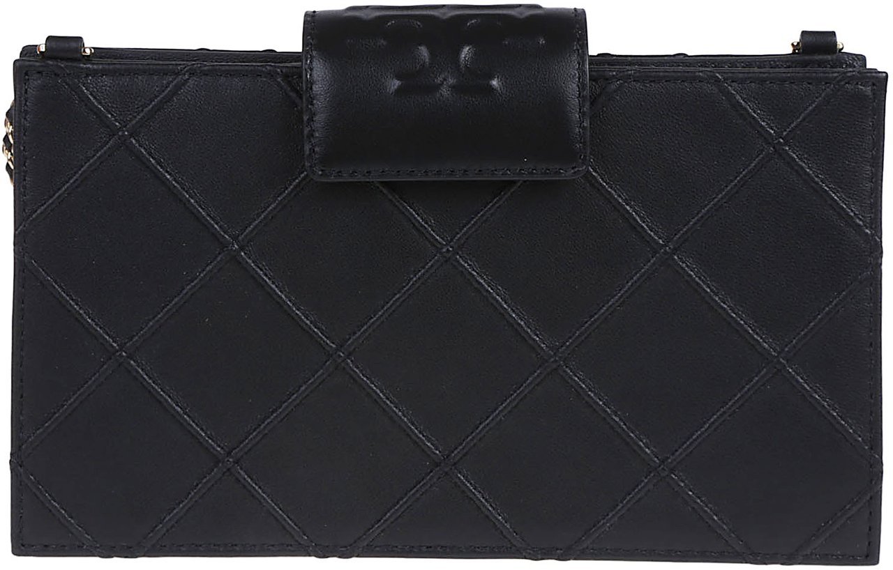 Tory Burch Mini Fleming Chain Wallet Black Zwart