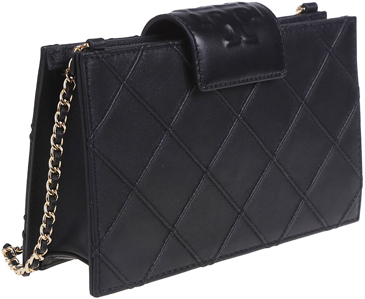 Tory Burch Mini Fleming Chain Wallet Black Zwart
