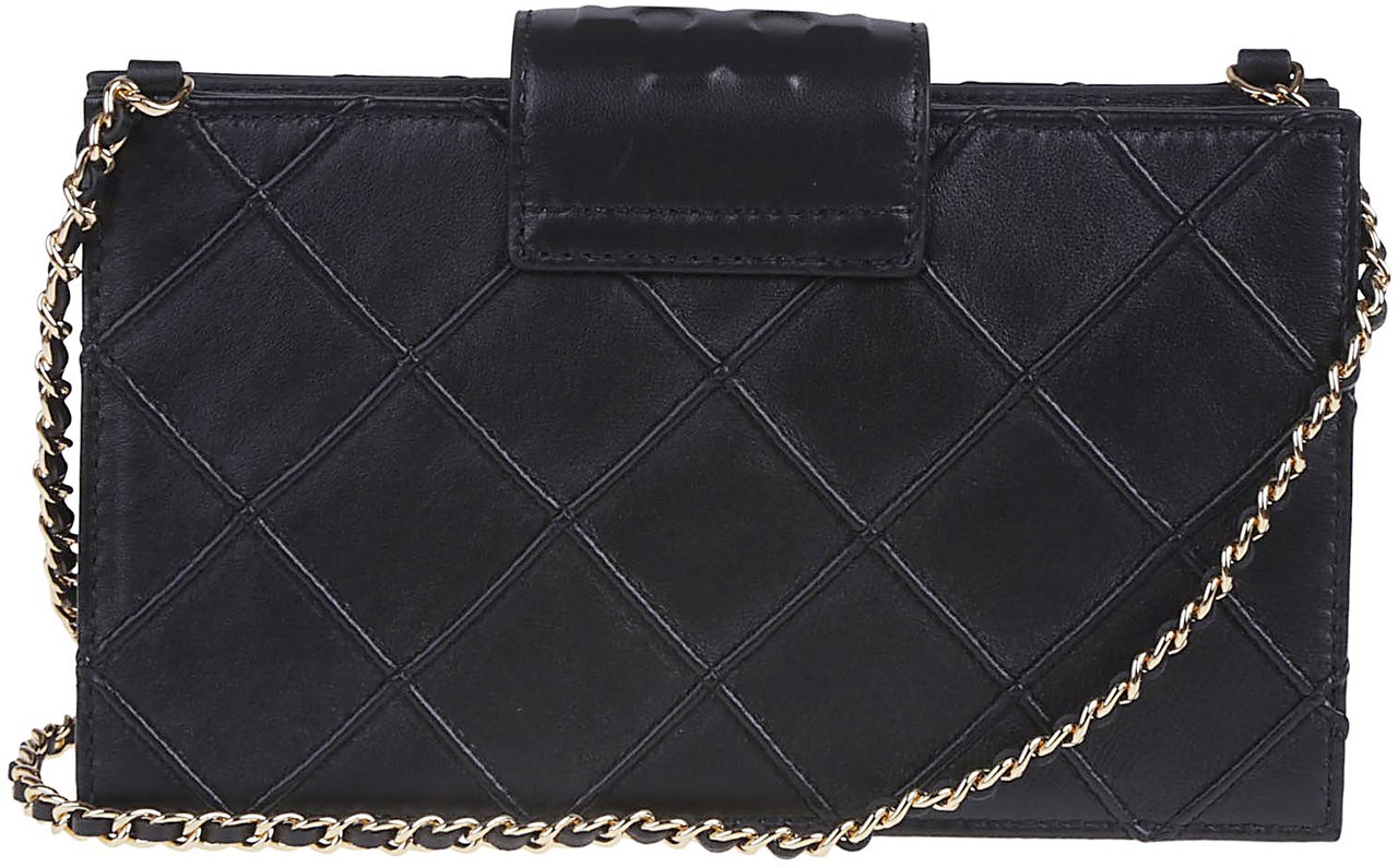 Tory Burch Mini Fleming Chain Wallet Black Zwart