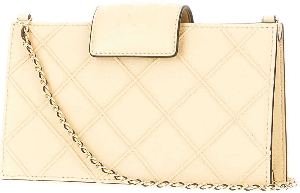 Tory Burch Cream leather Fleming crossbody bag Geel