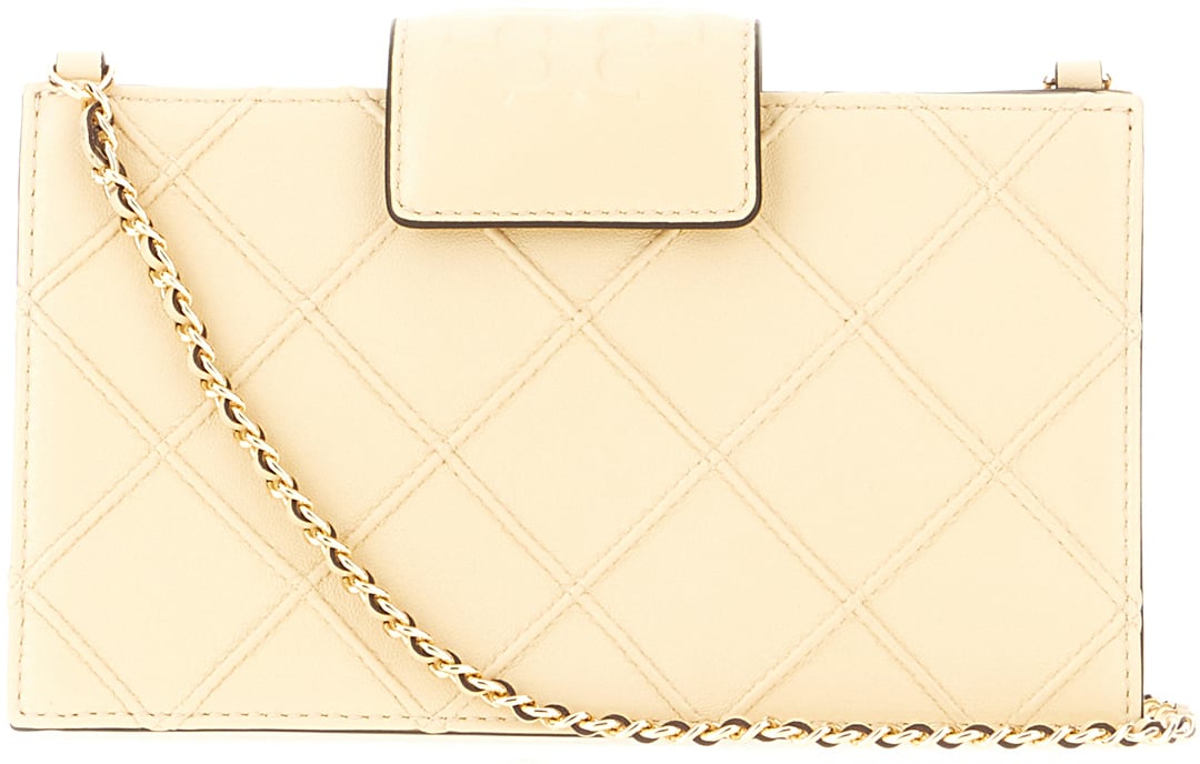 Tory Burch Cream leather Fleming crossbody bag Geel