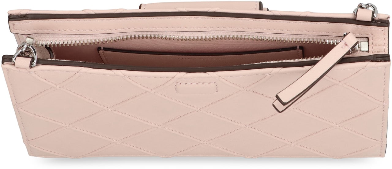 Tory Burch Fleming mini Leather wallet on chain Roze