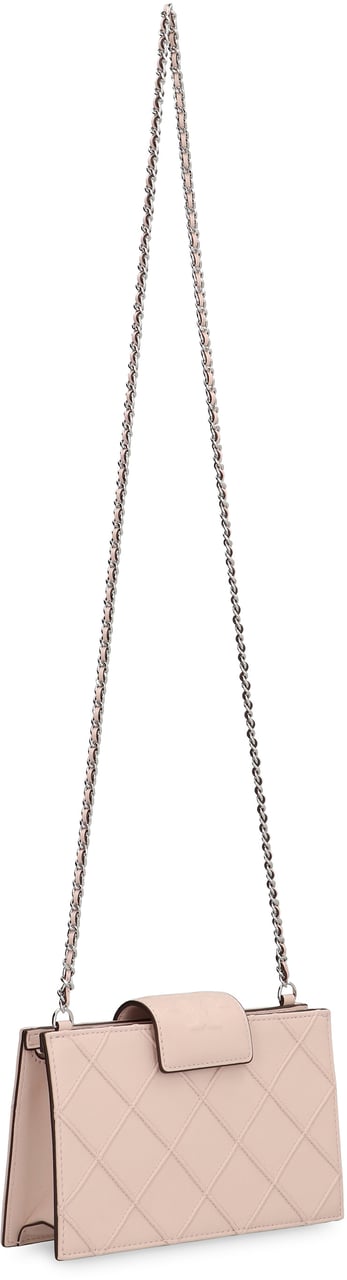 Tory Burch Fleming mini Leather wallet on chain Roze