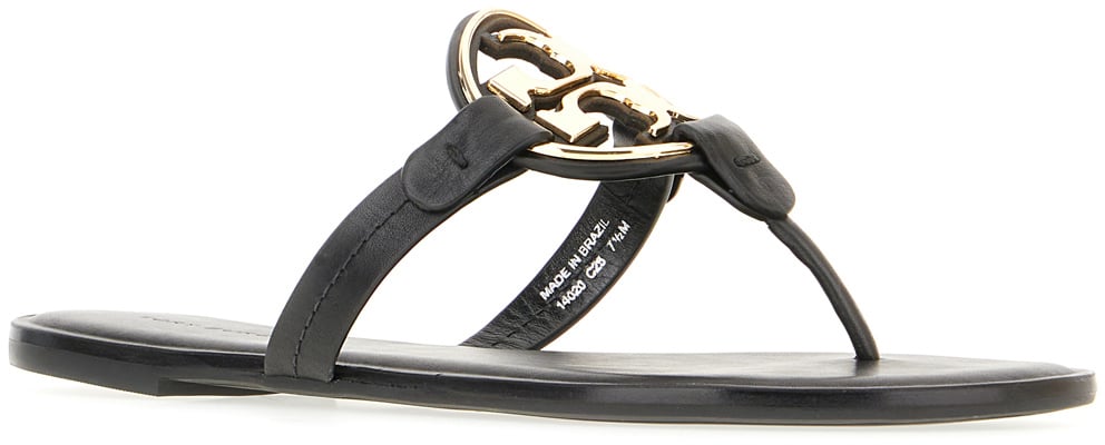 Tory Burch Tory Burch Black leather Miller sandals Zwart