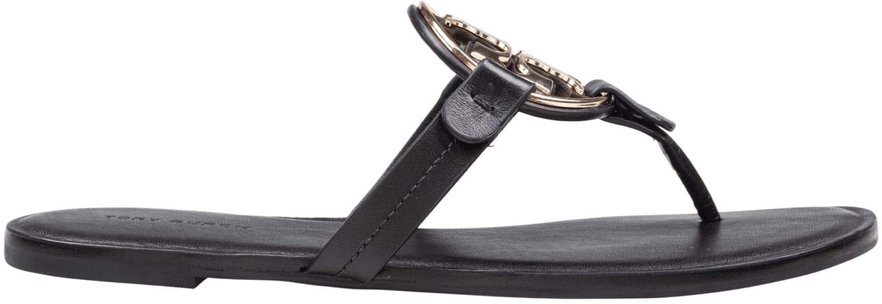 Tory Burch Tory burch metal miller leather flip-flops, black Zwart