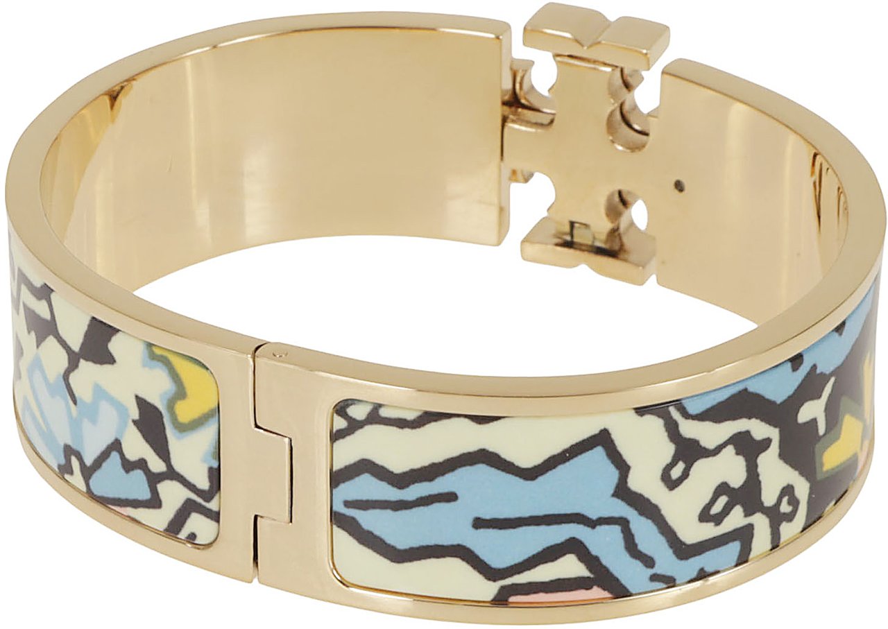 Tory Burch TORY BURCH KIRA ENAMEL WIDE BRACELET Zilver