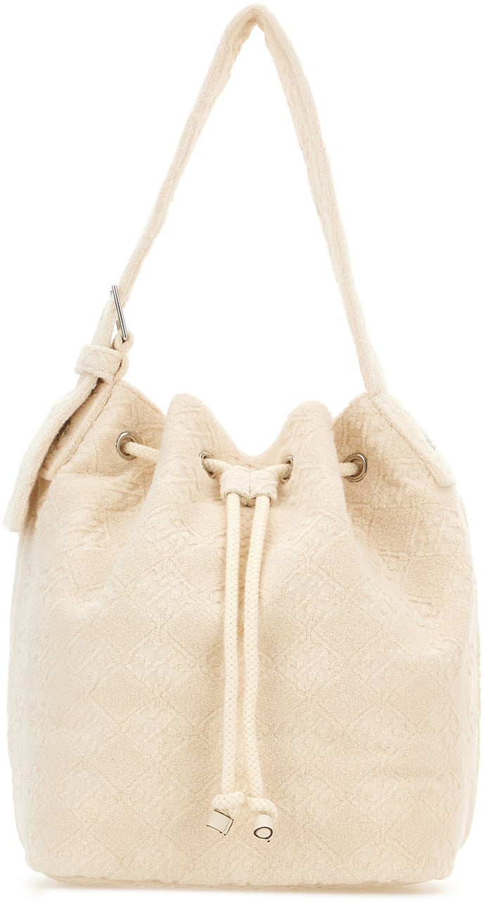 Tory Burch Ivory terry fabric bucket bag Neutraal