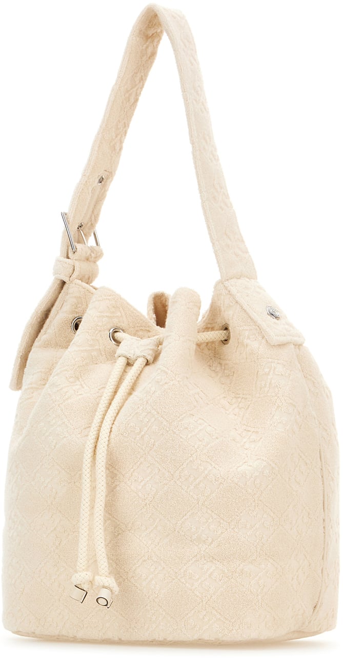 Tory Burch Ivory terry fabric bucket bag Neutraal