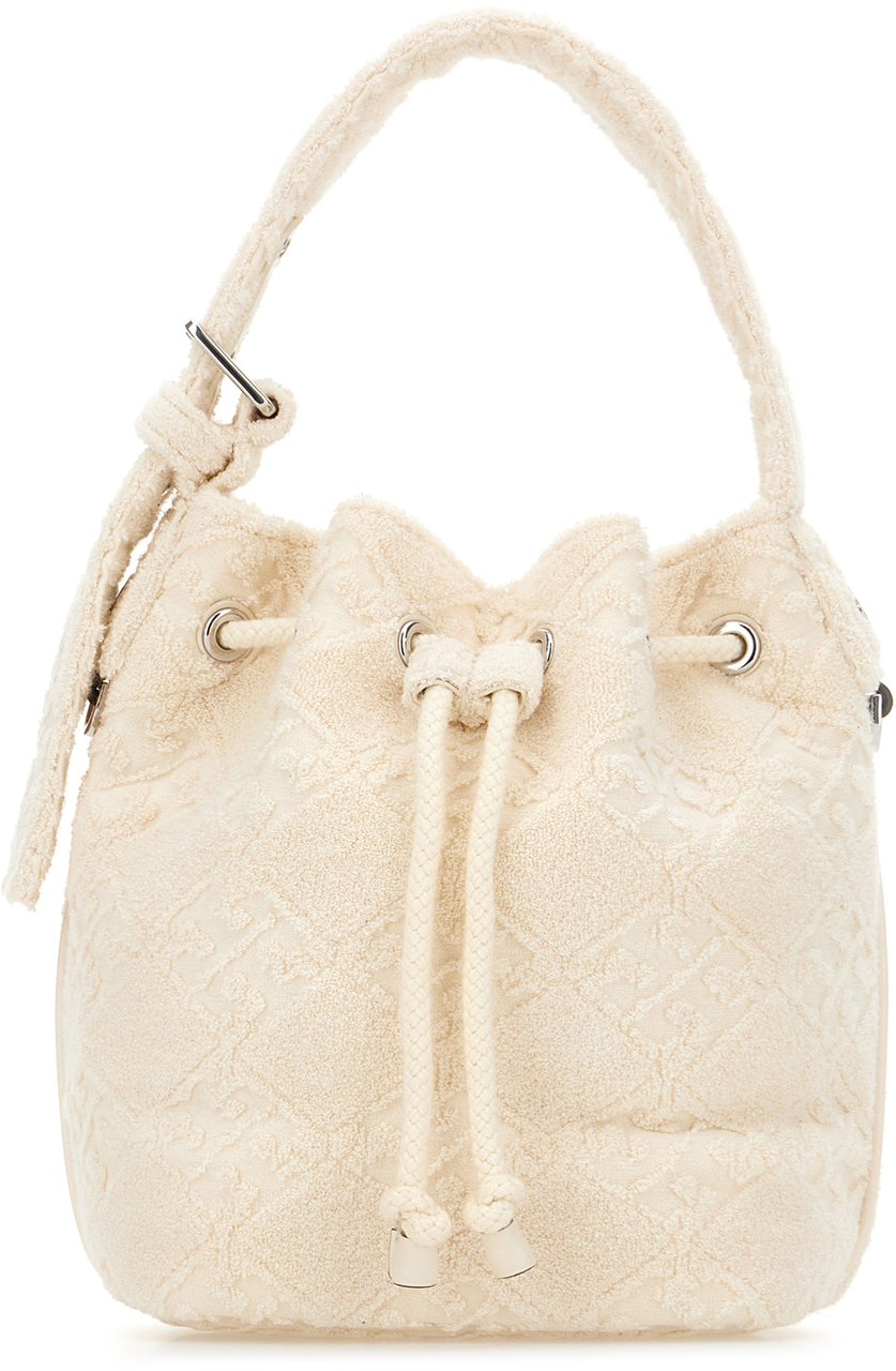 Tory Burch Ivory terry fabric bucket bag Neutraal