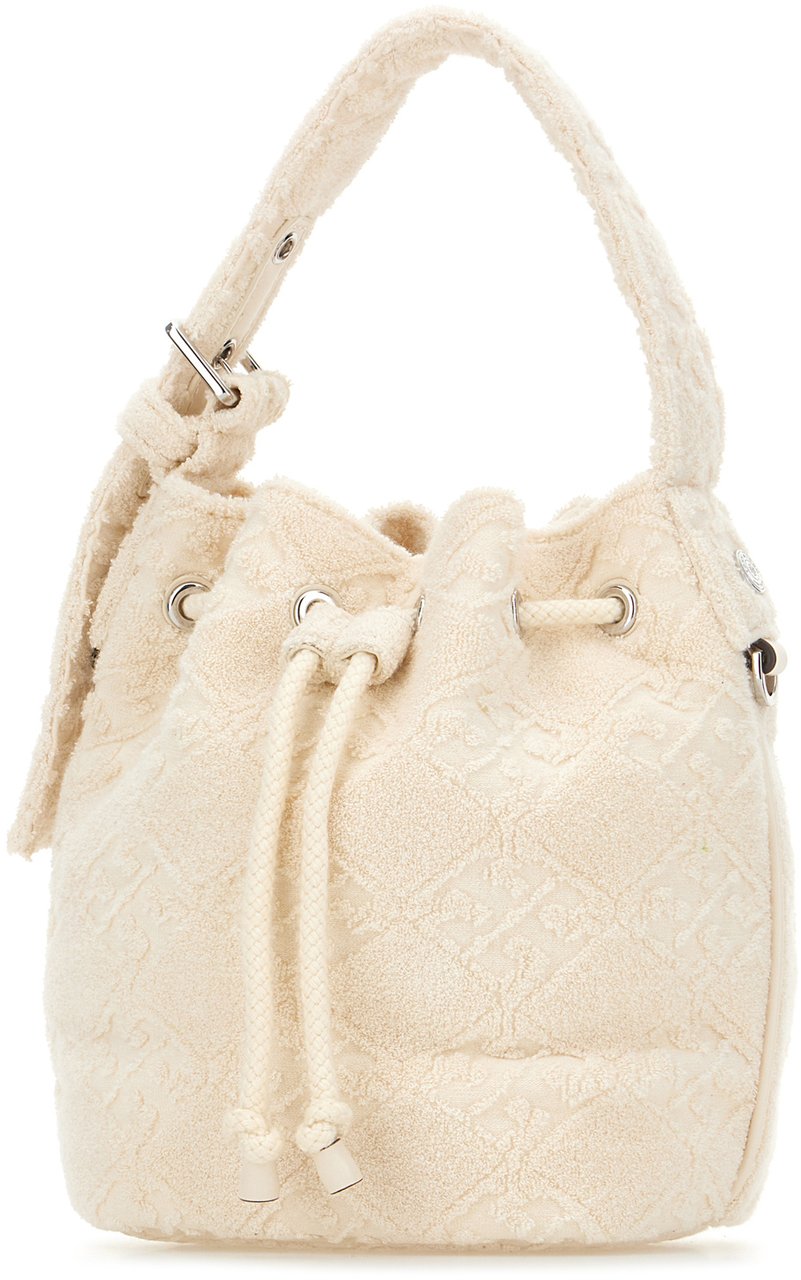 Tory Burch Ivory terry fabric bucket bag Neutraal