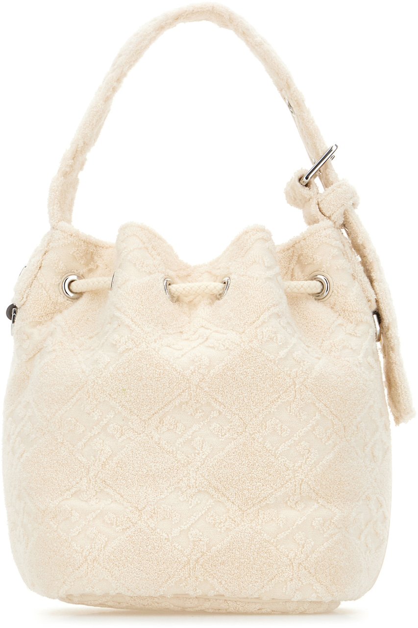 Tory Burch Ivory terry fabric bucket bag Neutraal