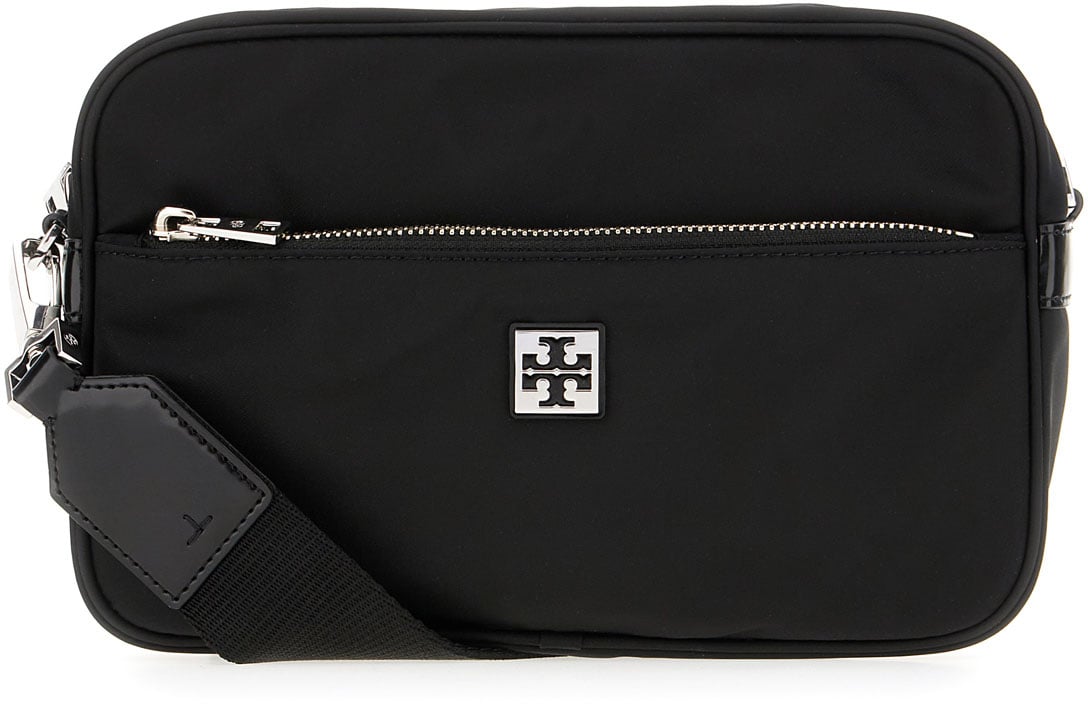 Tory Burch Tory Burch Black fabric crossbody bag Zwart