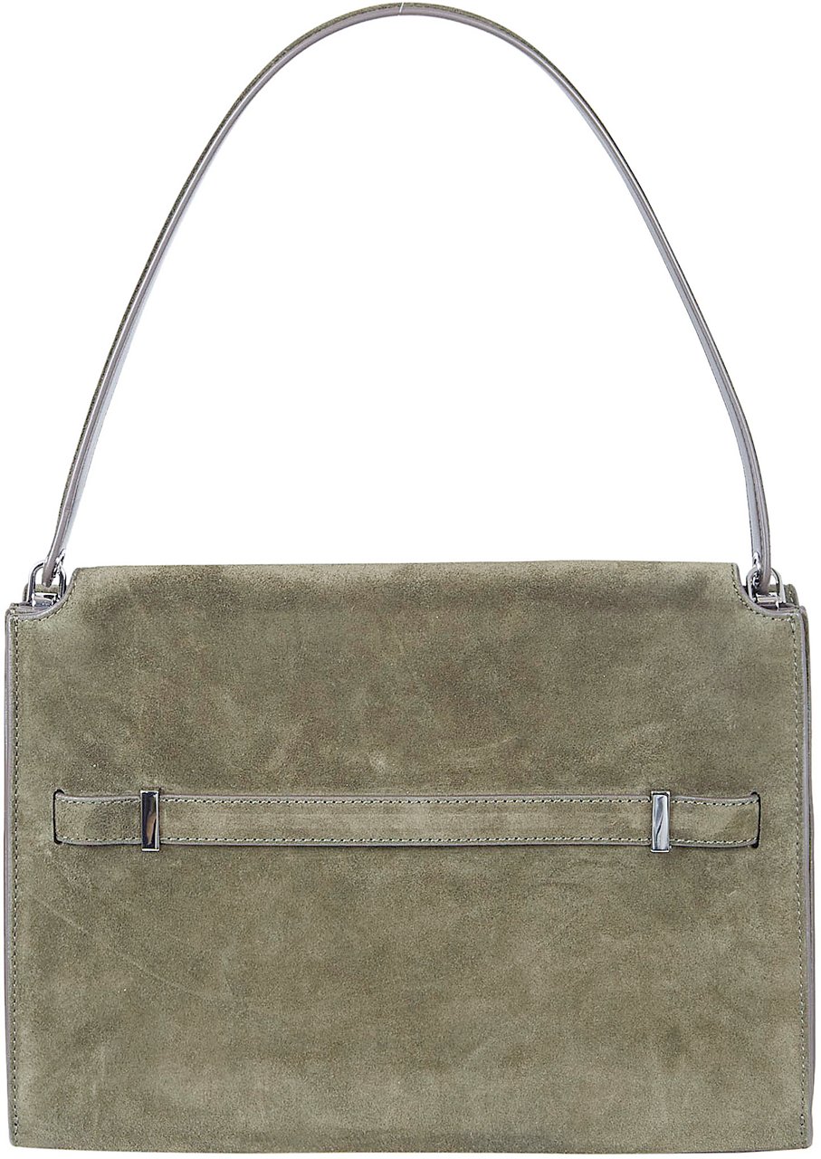 Tory Burch Structured Green Suede Shoulder Bag Bruin
