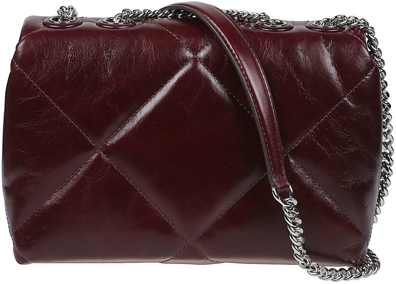 Tory Burch Small Kira Diamond Quilt Distressed Convertible Shoulder Bag Red Rood