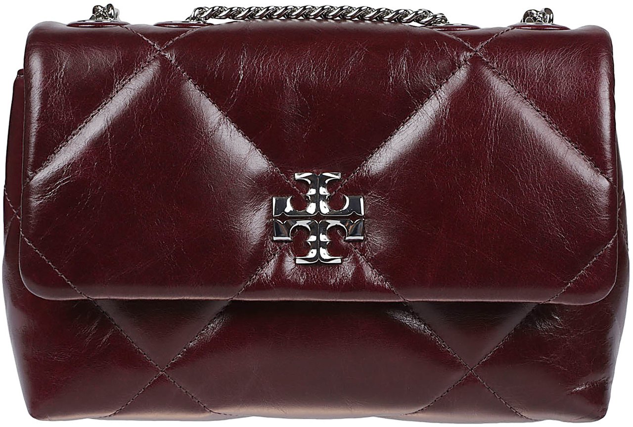 Tory Burch Small Kira Diamond Quilt Distressed Convertible Shoulder Bag Red Rood