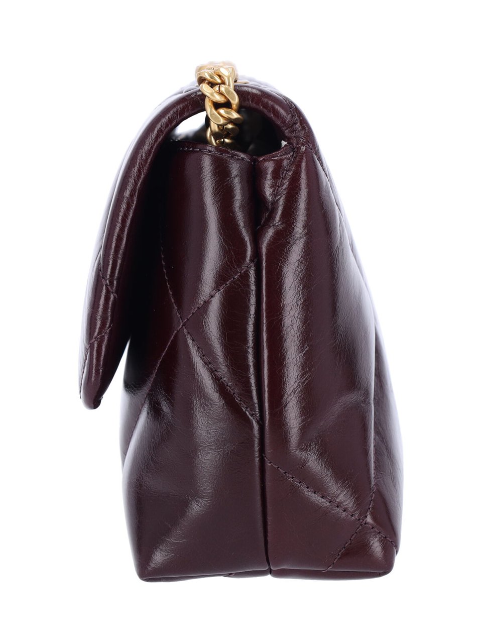 Tory Burch Quilted Burgundy Leather Bag with Gold-tone Chain Strap Maroon