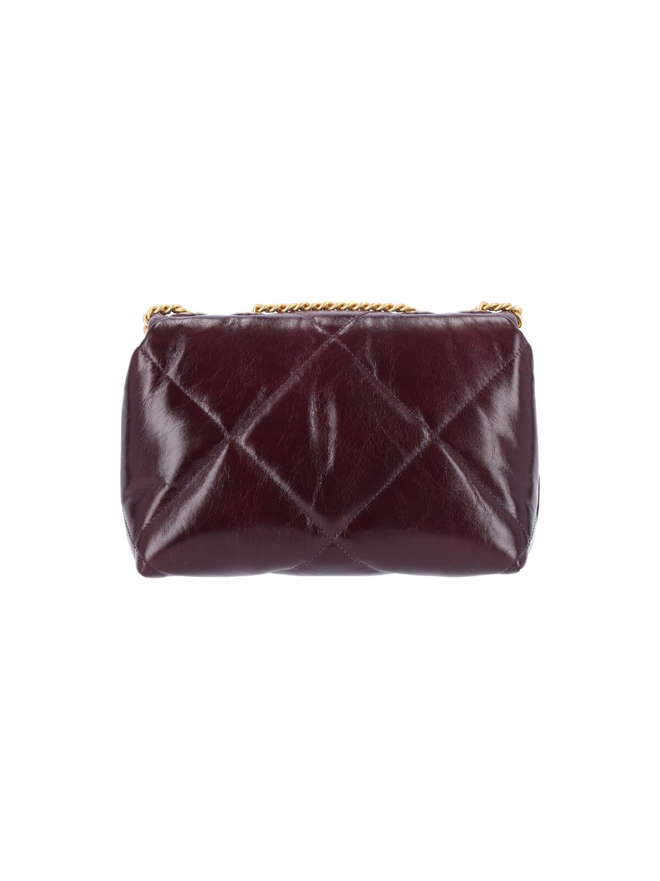 Tory Burch Quilted Burgundy Leather Bag with Gold-tone Chain Strap Maroon