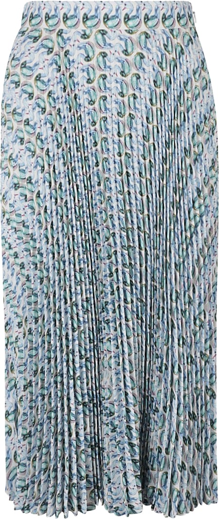 Tory Burch Pleated Skirt With Unique Pattern Blauw