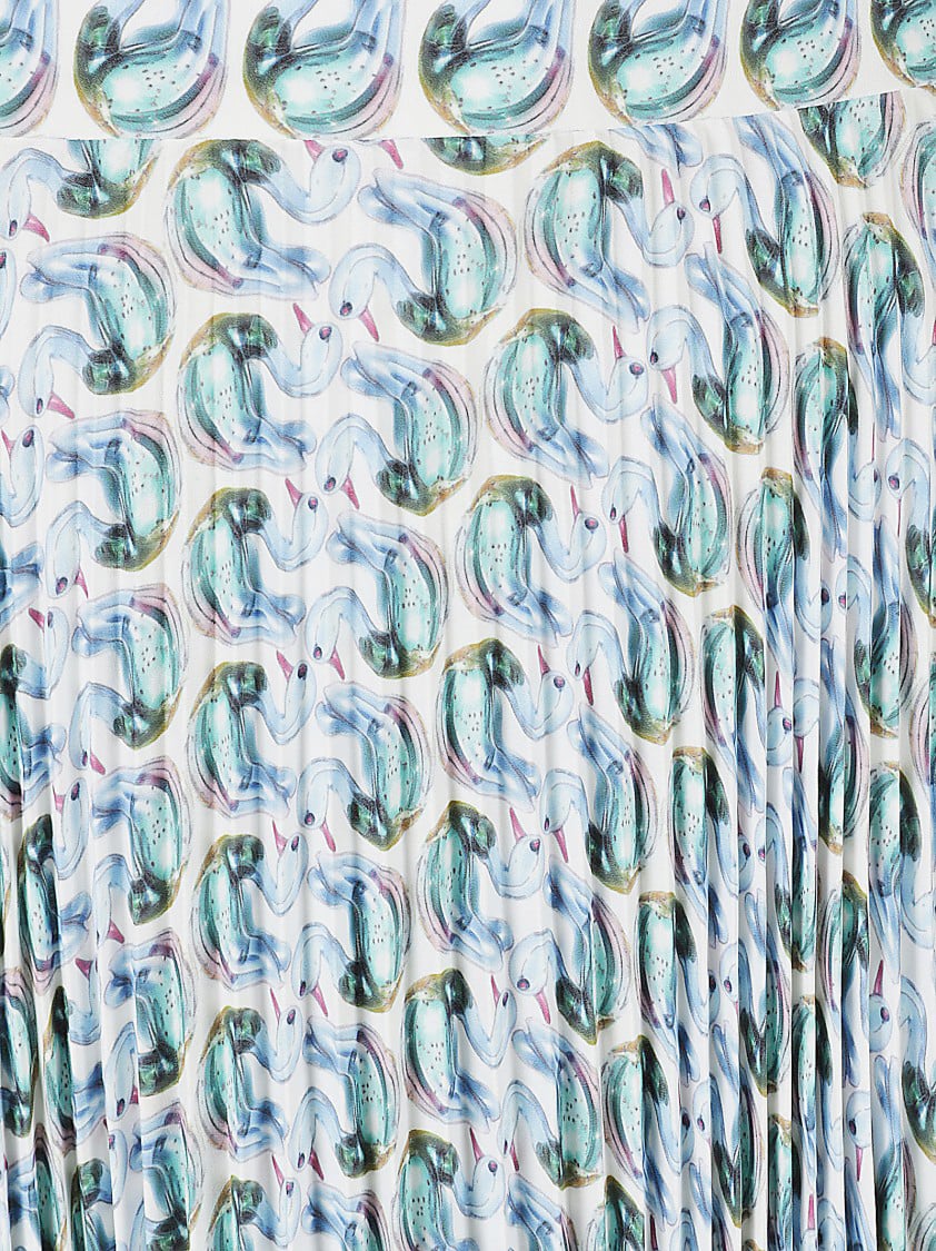 Tory Burch Pleated Skirt With Unique Pattern Blauw